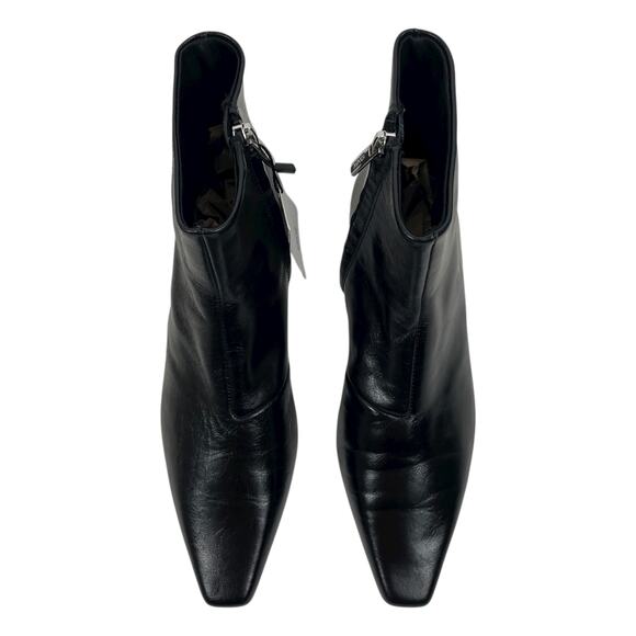 Mango MNG Square Toe Kitten Heel Leather Boots Black Size 36/ US 6 - Picture 6 of 13